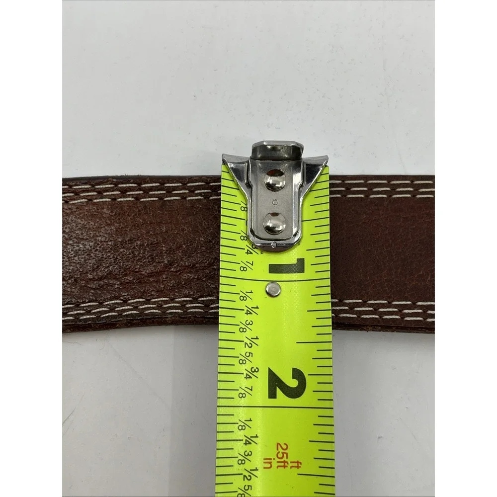 3D Belt Co Mens 46 GENUINE LEATHER White STITCHING D1174 Work Used‎ 1.25